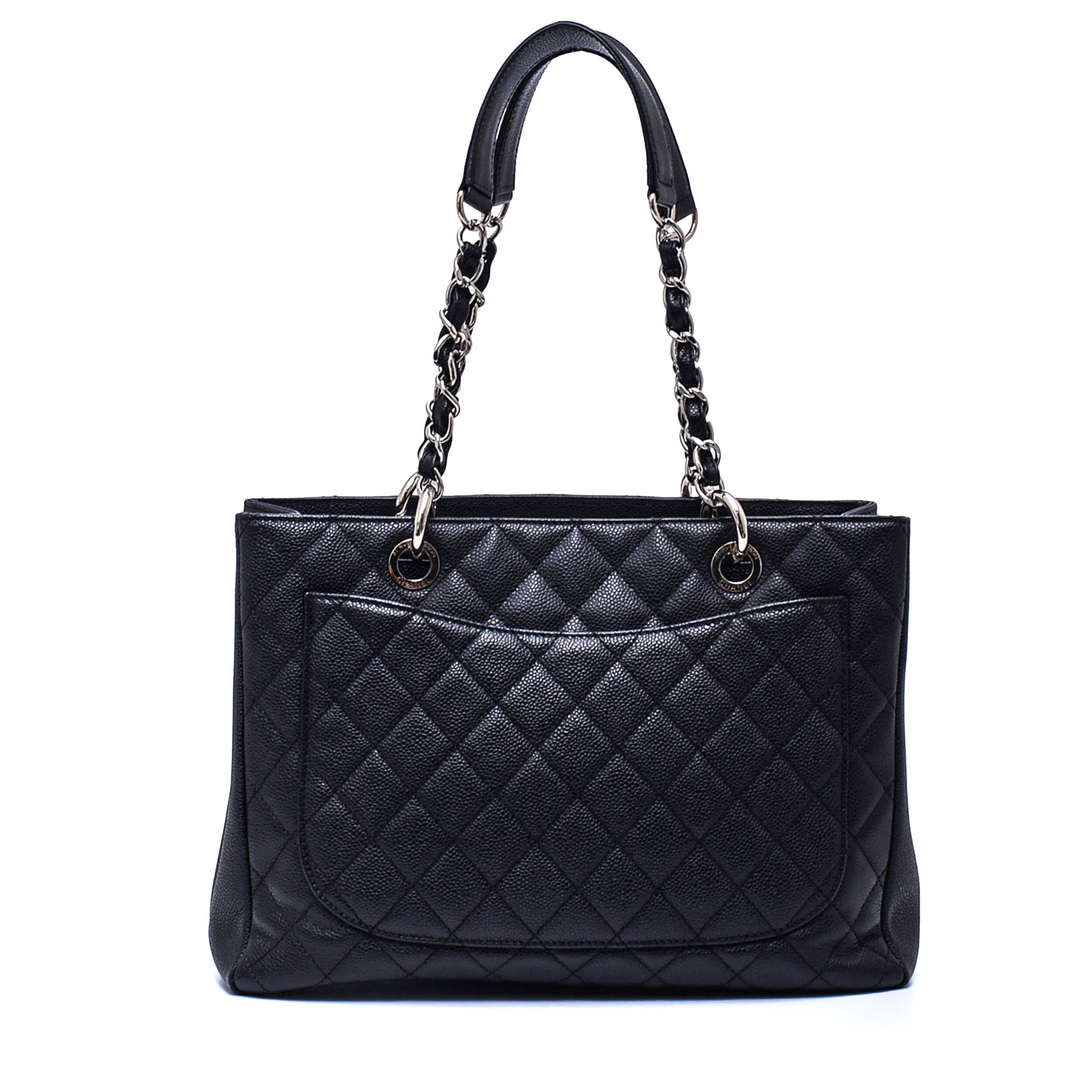 Chanel -  Black Quilted Caviar Leather M Grande Shopping Tote GST Bag